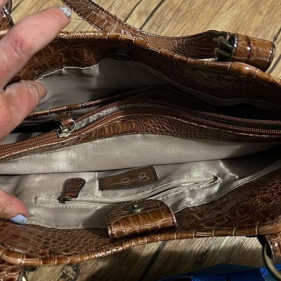 Brown Faux Crocodile Leather Jessica Simpson Shoulder Bag - Picture 5 of 7